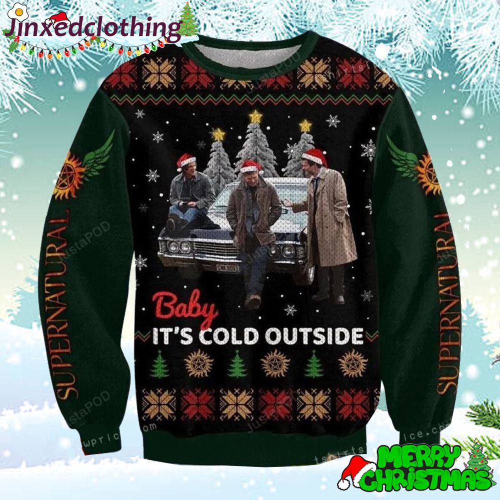 Supernatural Baby It Is Cold Outside Ugly Sweater Christmas Party 